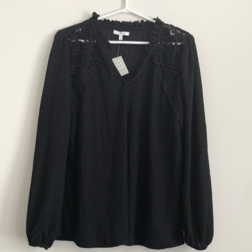 NWT Maurice’s black lace shoulder sweater size large